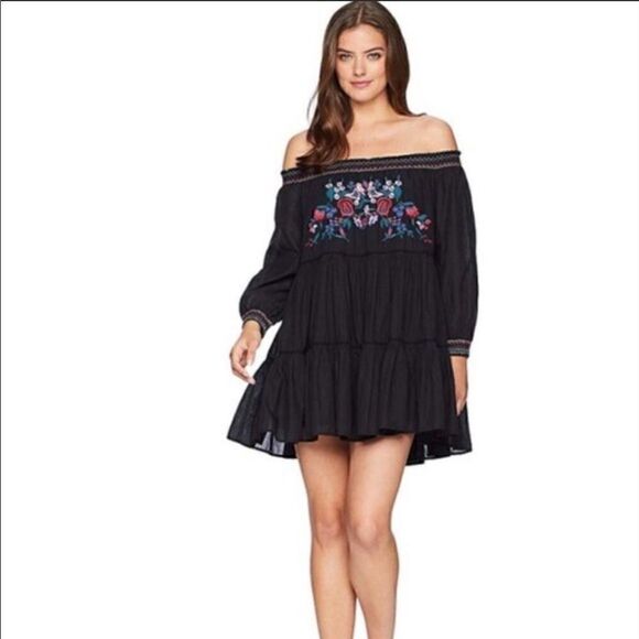 Free People Black Floral Embroidered Dress NWT! - Picture 10 of 15